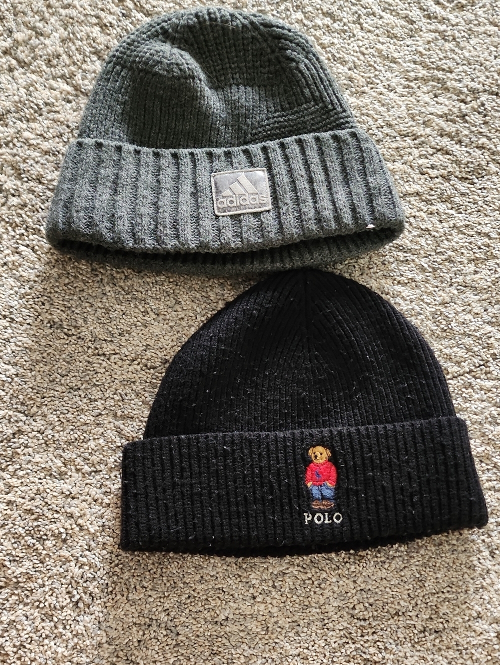 Polo by Ralph Lauren Black Cuffed Knit Beanie with Embroidered Bear